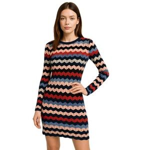 ASOS Multicolor Chevron Knit Sweater Minidress